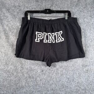 PINK‎ Victorias Secret Black Lounge Sleep Micro Shorts Size L Butt Spellout